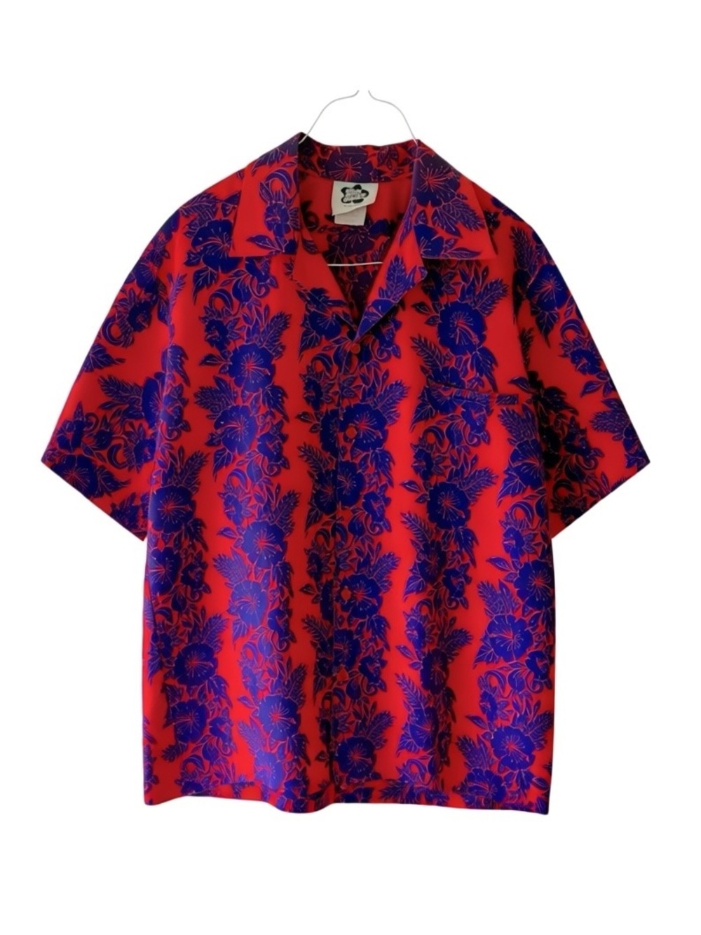 Vintage Hilo Hattie Hawaiian Button Down Camp Shirt Men’s Large L Red & Blue